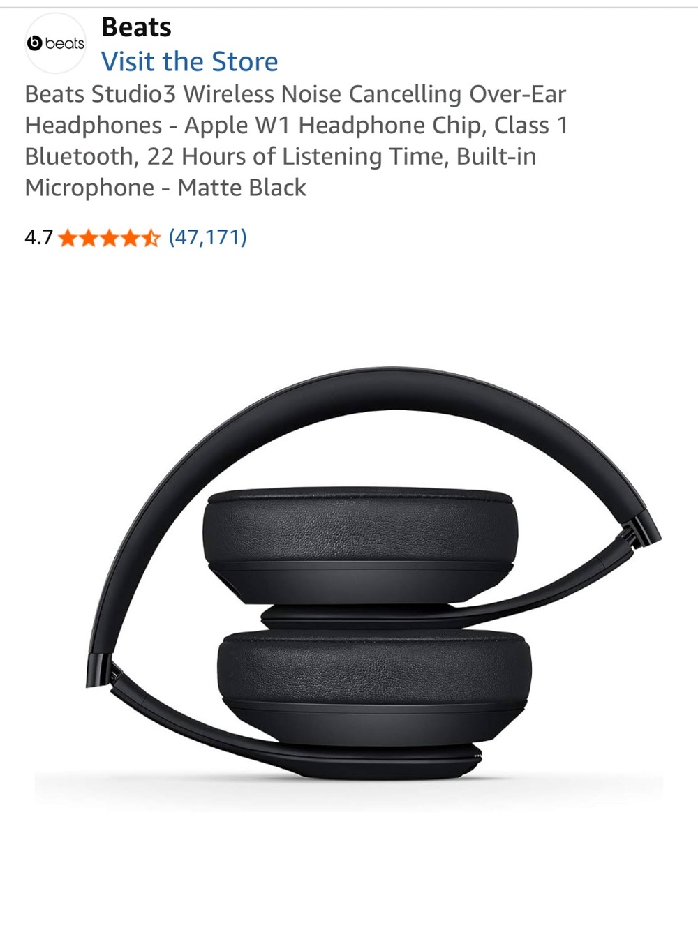 Studio3 Wireless Over-Ear Headphones — Matte Black - Picture 2 of 7